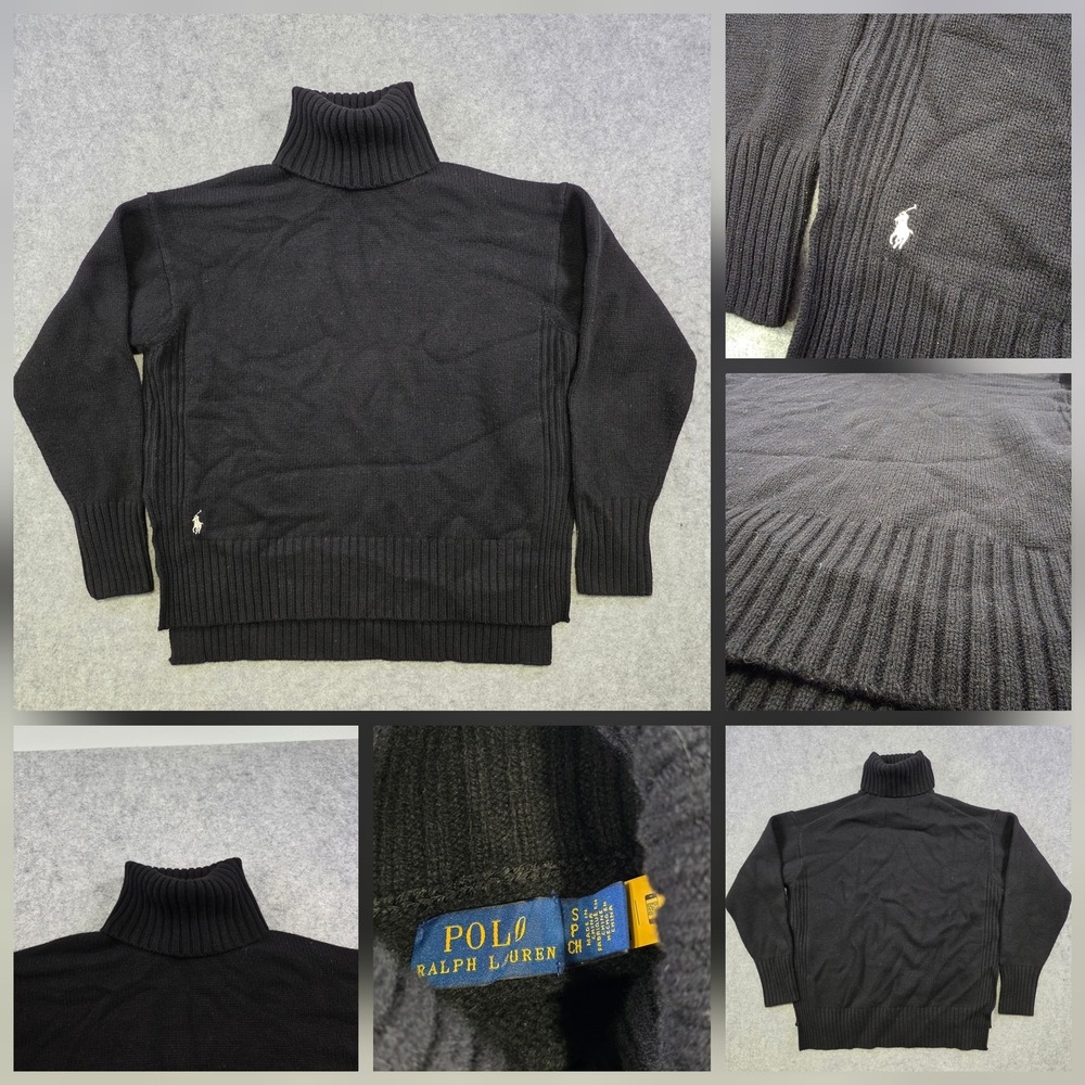 Polo Ralph Lauren Sweater Womens Small Black Wool Cashmere Turtleneck Knit